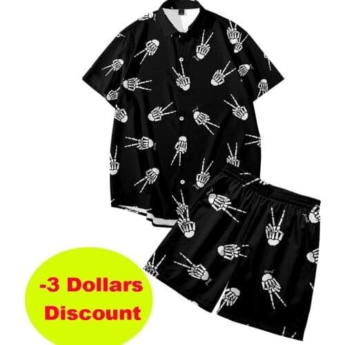 Mens Sets 2 Pieces Hawaiian Shirts +Beach Shorts Male Casual Streetwear Creative 3D Printing Loose Short Sleeve Holiday Suits