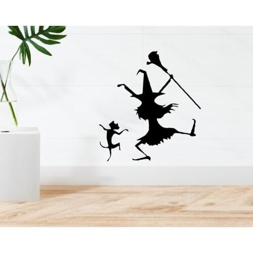 BK Home Witch and Cat Design Wall Sticker-1