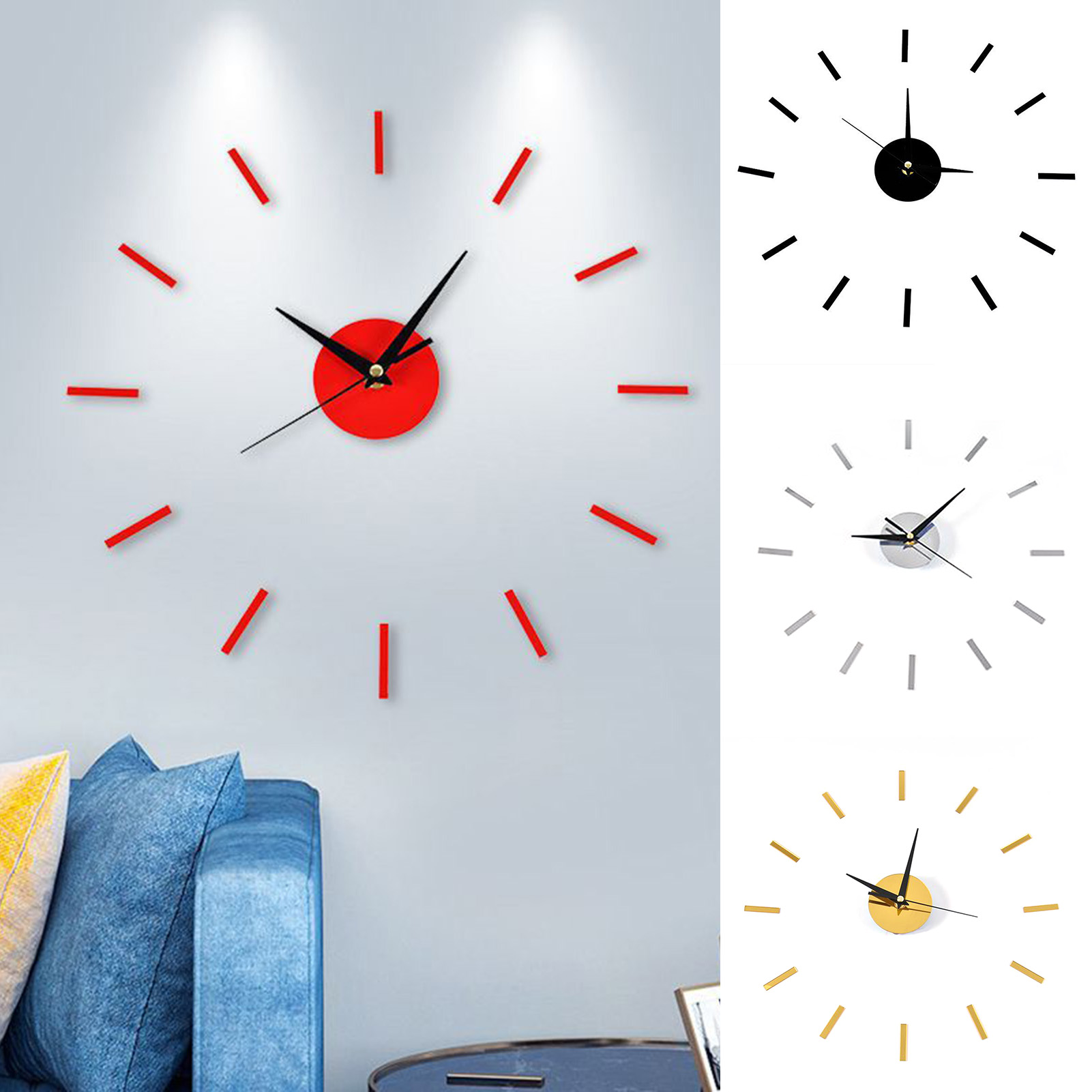 Punch-free Frameless Wall Clock Stickers 39*39cm Acrylic DIY Decoration Silent Simple Clock for Home Livingroom Bedroom