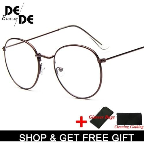 New Designer Woman Glasses Optical Frames Metal Round Glasses Frame Clear lens Eyeware Black Silver Gold Eye Glass