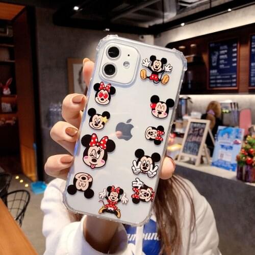 New Disney Cute Mickey Phone Cases for X XS 7 8 SE 6 6s 12mini Xsmax XR 7plus 8plus Covers Tpu Cartoons Mobile Phone Accessories