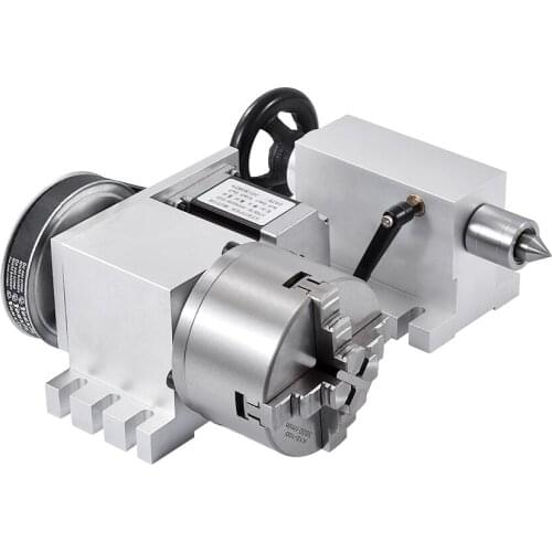 New Engraving Machine 4th Axis , A Axis/Rotating Axis CNC Indexing Head K12-100 4 Jaw 100MM Chuck Hollow Shaft With Tailstock