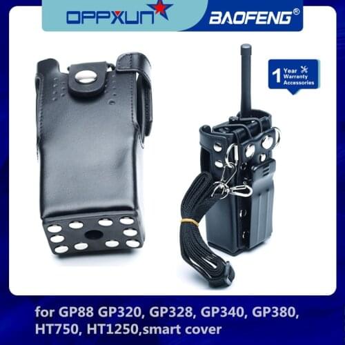 OPPXUN For Motorola Radio GP328 Leather Carrying Case Bag Holder With Belt Strap GP340 GP360 GP380 Walkie Talkie Carrying Case