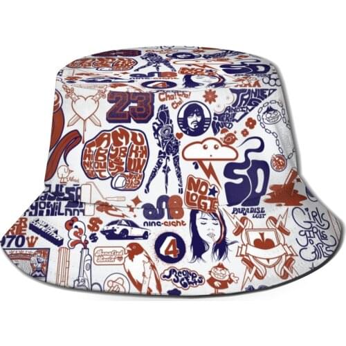 CINESSD 2021 Men Women Summer Blue Red White Pictures Bucket Hat Bob Fisherman hat Outdoor Travel Sun Visor Fashion Panama