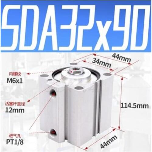 SDA32-90 Airtac Type SDA series SDA32X90 1/8" Port Pneumatic Compact Air Cylinder 32mm Bore 90mm Stroke SDA32*90