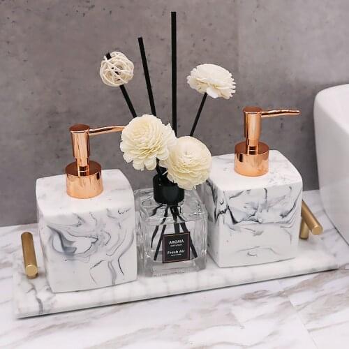 Luxury Bathroom Kit-White Marble Texture Resin Bathroom Set-Storage Tray With Handle-Toothbrush Holder-Soap Dish-Cotton Swab Box