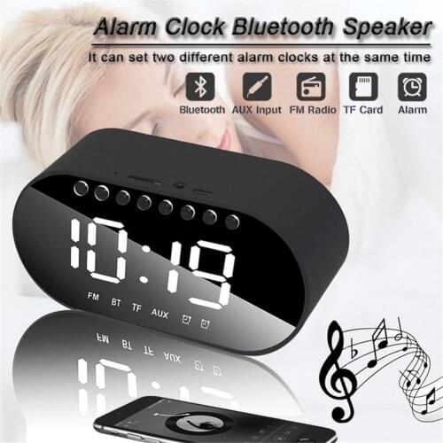 LED Alarm Clock Radio Home Bedroom Digital Clock Wireless Bluetooth Speakers Support Dual Alarm Clock/ FM Radio/ AUX-in/ TF Card