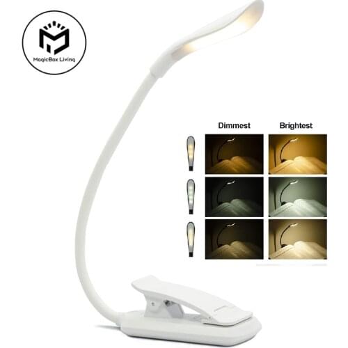 USB Rechargeable Clip-On Book Light 3 Color Book Lamp Adjustable Brightness Reading Lamp for Kids Sleep Aid Lights for Kindle