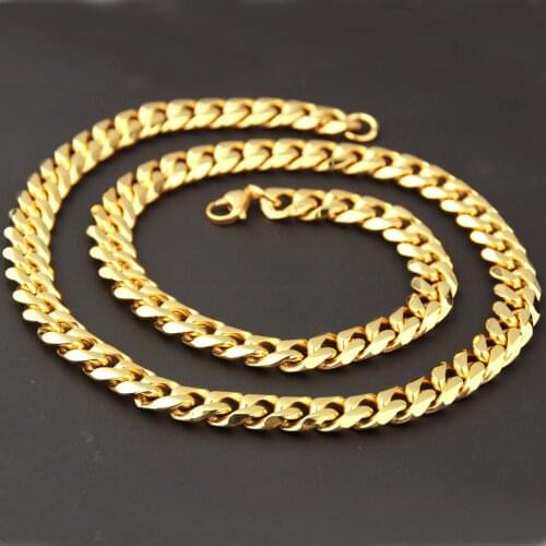 Tiasri 8mm Hip Hop Miami Cuban Curb Link Chain Necklace Wholesale Stainless Steel Choker Punk Jewelry Waterproof Hot Sale