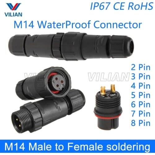 M14 waterproof Electrical wire Connector male female plug IP67 led outdoor display socket cable to cable 1 unit
