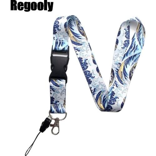 Kanagawa Hokusai Waves Lanyard Badge ID Mobile Phone Rope Key Lanyard Neck Straps Accessories webbings ribbons accessories gift