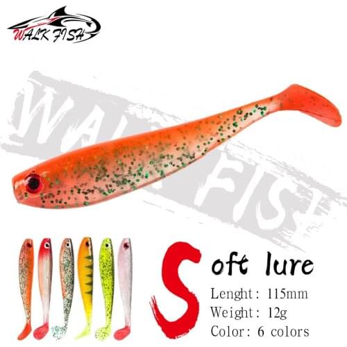 WALK FISH 1PCS Fishing Lure Soft Worm Bait 115mm 12g Silicone Soft Bait Professional Lure Carp Artificial Wobbler Shad Lure