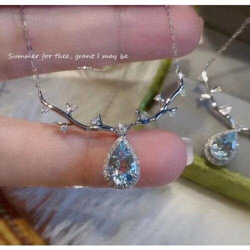 2021New Korea Luxury Temperament Antler Drop Necklace for Women Anniversary Birthday Gift for Female Wholesale Accessories