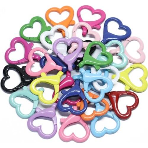 10pcs Colorful Heart Shape Lobster Clasp Electroplating Key Chain Split Hooks For DIY Necklace Bracelet Connector Accessory