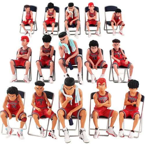 15pcs/set 6-16cm Slam Dunk Rukawa Kaede Takenori Akagi Sakuragi Hanamichi with Chair PVC Decoration Model Figure Toys