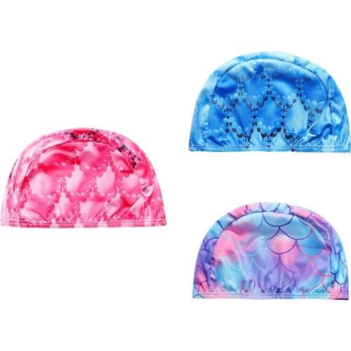 2pcs Swimming Printed Caps High Elastic Lovely Childrens swimming caps Swim Pool Caps Hat individually wrapped