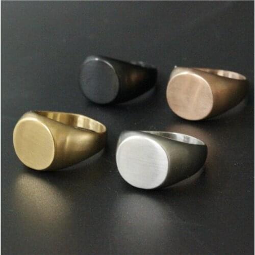 2017 Drop Ship 4 Colors Cool Fashion Oval Ring Dull Polishing 316L Stainless Steel Ladies Mens Party Ring New Simple Band Ring