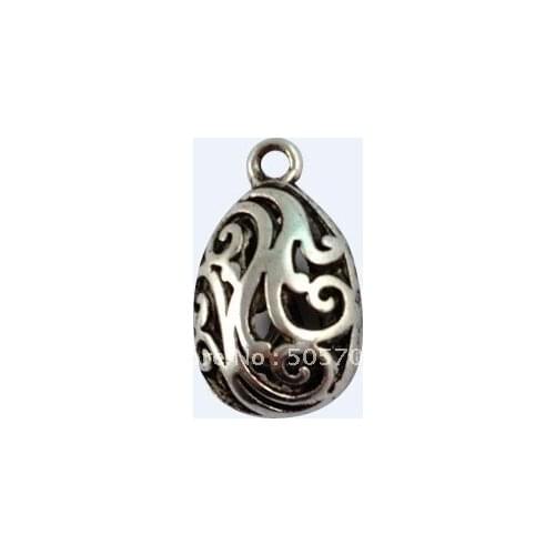 80PCS Tibetan Silver Color Floral Oval Charms A12539