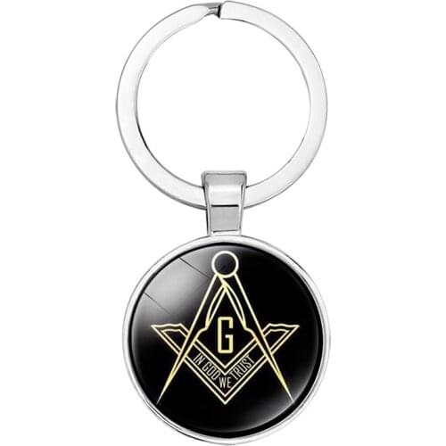 Masonic Freemason G Templar Keychain Freemasonry Square and Compass Sign Glass Cabochon Charm Keyring Souvenir Gift