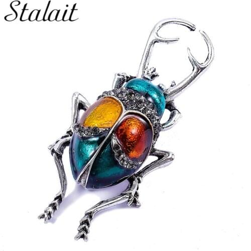 Retroinsect Brooch Long Antenna Beetle Brooches Full Colorful Color Matching Dripping Oil Brooch Corsage Gifts For Woman Broch