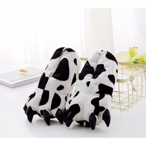 Child Kigurumi Cow Slipper For Boy Girl Adult Anime Cosplay Animal Cotton Shoe Warm Kid Cartoon Unicorn Shoes For Costume Stitch