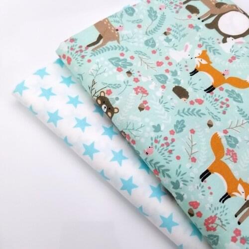 Lovely Animal/Star Printed Cotton Twill Fabric Printing Childish Style For DIY Quilting Sewing Patchwork Cloth Fabric For Kids