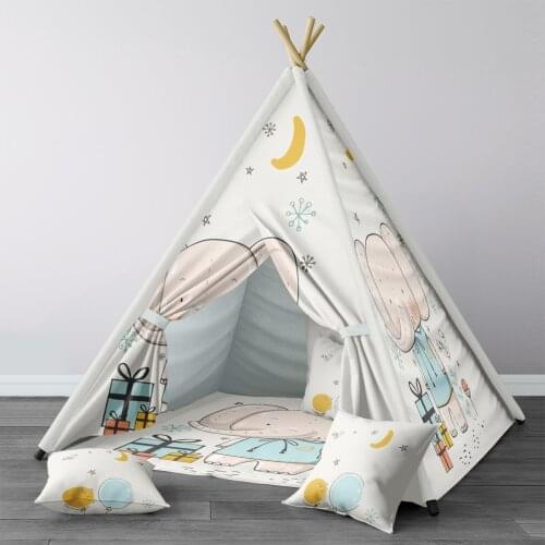Play Tent for Kids Wigwam Portable Indoor Playground Tents Children Bedrooms Beige Baby Elephant Gift Box Model 1403
