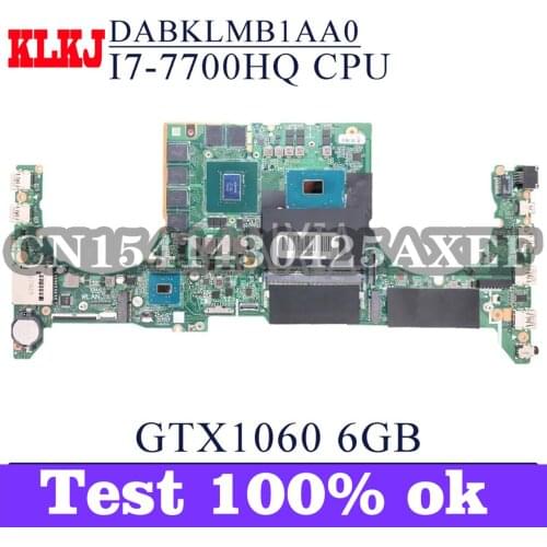 KLKJ DABKLMB1AA0 Laptop Motherboard For ASUS ROG GL503VM Original Mainboard I7-7700HQ GTX1060-6GB