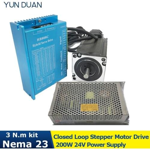 Nema 23 Closed Loop Stepper Motor Drive Kit 3Nm 57 2PH DC Motor 200W Power Supply Kits Hybird Encoder Easy Servo