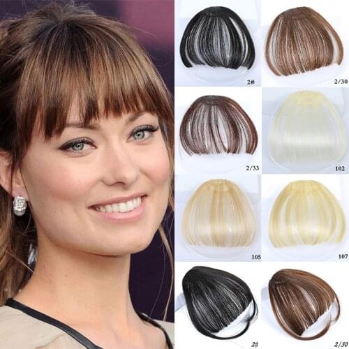 PAGEUP Short Synthetic Bangs Heat Resistant Hairpieces Hair Women Natural Short Fake Hair Bangs Hair Clips For Extensions Black