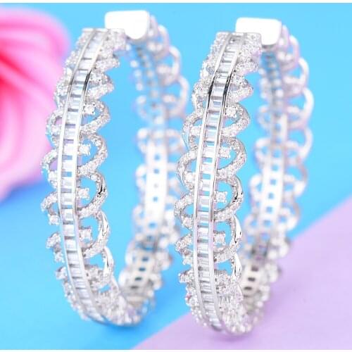 LARRAURI Luxury Iregular Geometry Circle Trendy Cubic Zirconia Women Wedding Party Earring High Jewelry Addiction