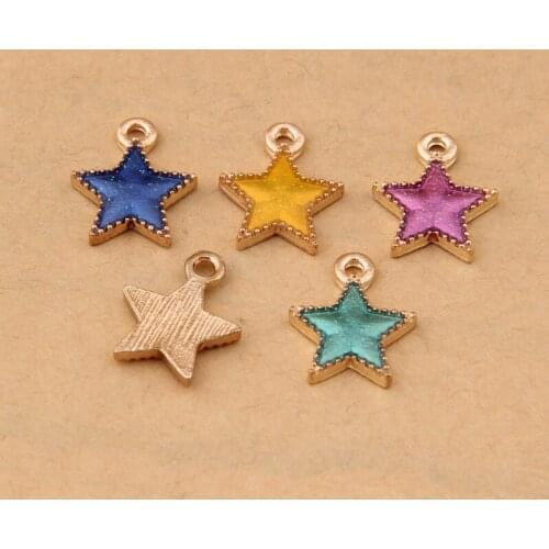 Hot 20Pcs Fashion Charms Zinc Alloy Enamels Drop Oil Pentagram Pendant Accessories DIY Necklace Earring Jewelry Accessories 2019