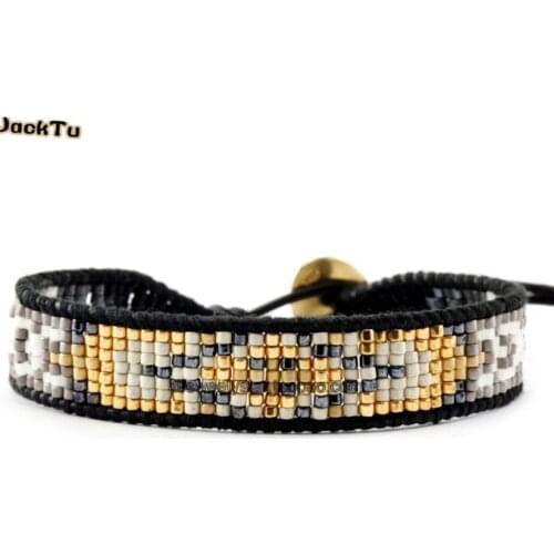 New style black silver mixed grey seed beads single wrap bracelet