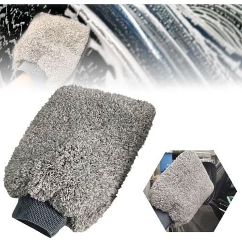New Style Gray Plus Velvet Fiber Car Wash Gloves Car Cleaning Tool Home Use Multi-function Cleaning Brush Detailing Never Scrat