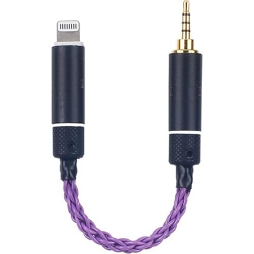 OKCSC HiFi Adapter for iPhone lightning Male Plug 2.5mm 4.4mm balanced Dad Jack 3.5mm Audio 8 Shares Single Copper Silver