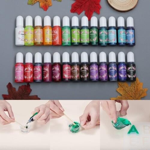 26 Colors 10ml Epoxy UV Resin Mix Color Dye Colorant Resin Pigment Quick Drying for DIY Crafts Handmade Jewelry Making Tools