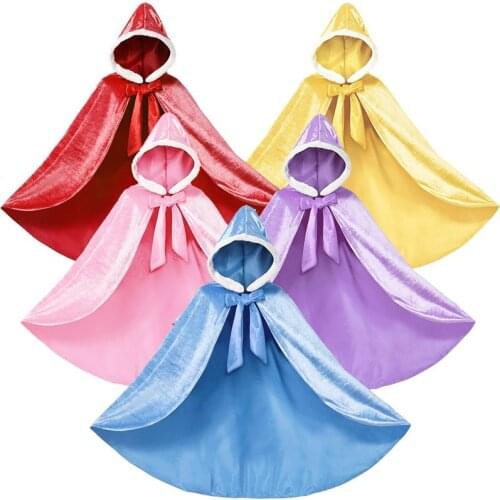 Girl Elsa Dress Cloak Bow Tie Velour Lace Belle Snow White Accessories Fall Sleeping Beauty Elena Sofia Cape