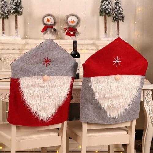 Christmas Chair Back Cover Dining Room Santa Hat Chair Covers Table Party Decor New Year Supplies Home Decorations 50*60cm
