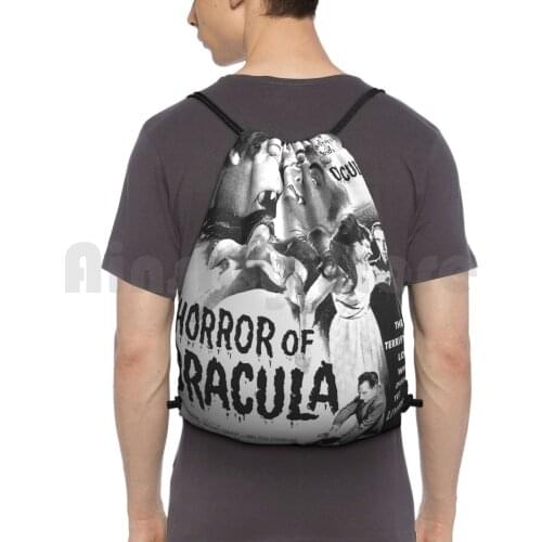 Horror Of Dracula Backpack Drawstring Bag Riding Climbing Gym Bag Vintage Movie Cinema Vintage Vintage Movies Retro Retro