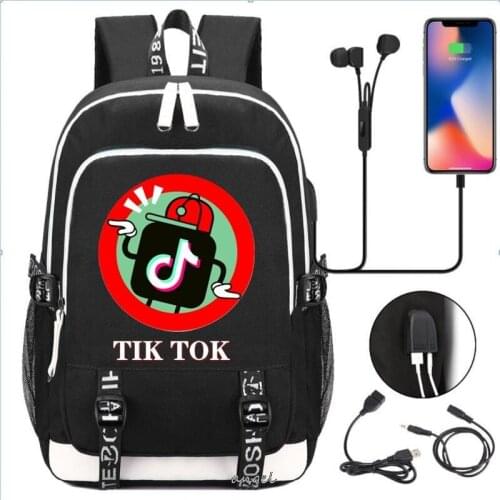 Tik Tok Backpack Fashion Gift Bag Shoulder Travel School Bag for Teens Girl Boy Casual USB Charging Laptop Mochilas