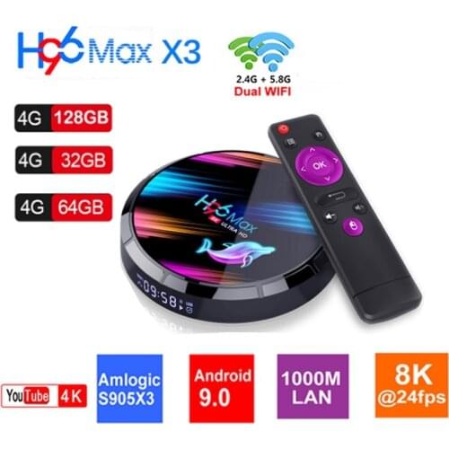 H96 Max X3 tv player Android 9.0 TV BOX Amlogic S905X3 4GB 128GB 2.4G&5G Wifi BT 1000M 8K 4K Set top box Media Player