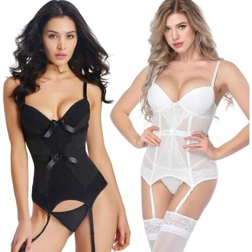 Women Sexy Corset Top Underwear Bra Push Up Body Shaper Bustier Overbust Mesh Floral Bow Waist Slim Gothic Bodysuit Lingerie New