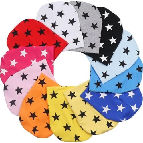 1 PCS 19*20 CM Hot Fashion Double Layer Warm Toddler Hats Cute Stars Pattern Children Caps Sweet Hair Accessories 13 Colors