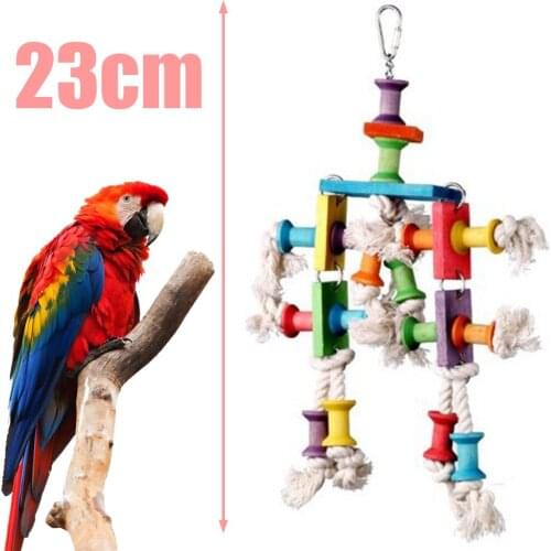 1PC Pet Bird Toys Colorful Cages Chewing Playing Toys Parrot Cockatiel Parakeet Swing Bite String Pet Bird Bites Toy 23cm