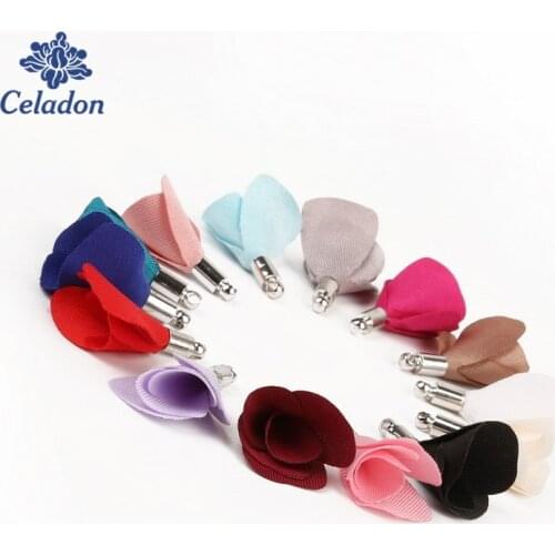 10-20pcs 20mm Fabric Flower Tassel For Keychain Cellphone Straps Jewelry Tassel Charms Pendant Silver Plated Jewelry Findings