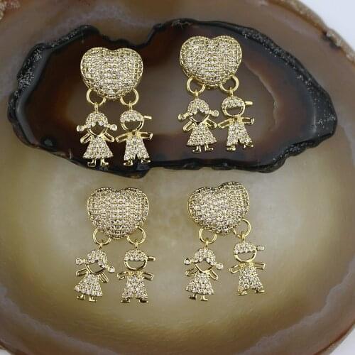 10pcs Heart shape cz pendant charm,girl/boy shape pendant jewelry,lovers gifts jewelry component