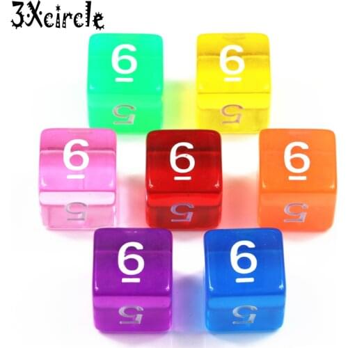 Brand New 10PCS Transparent D6 Dice Games Dices 7 Colors Desktop Game Pieces for Dnd,rpg