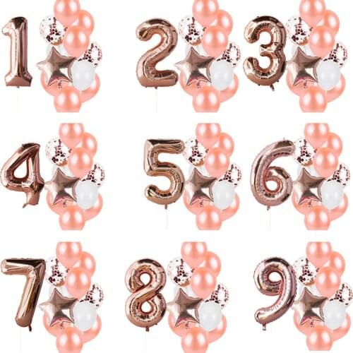 12pcs rose gold balloons set 40 inch foil number balloon for happy birthday party decorations kids baby shower baloon ballon