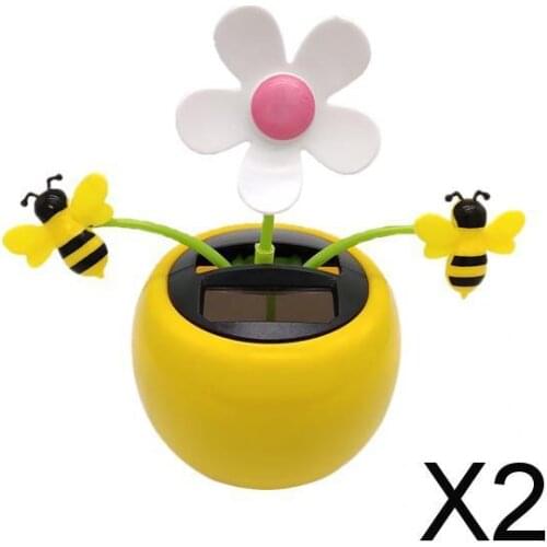 2xSolar Powered Flower Insect Dancing Doll Flap Toy Home Decor Honey Bee