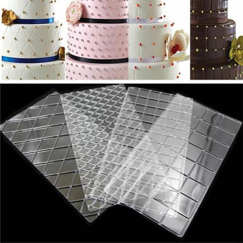 4Pcs Grid Pattern Cake Border Mat Biscuit Cake Decorating Sugarcraft Paste Mould